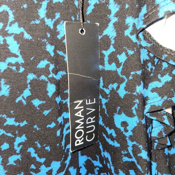 Roman Curve Womens Blue & Black Top Size 22/24 Viscose Blend 3739 - Picture 3 of 10